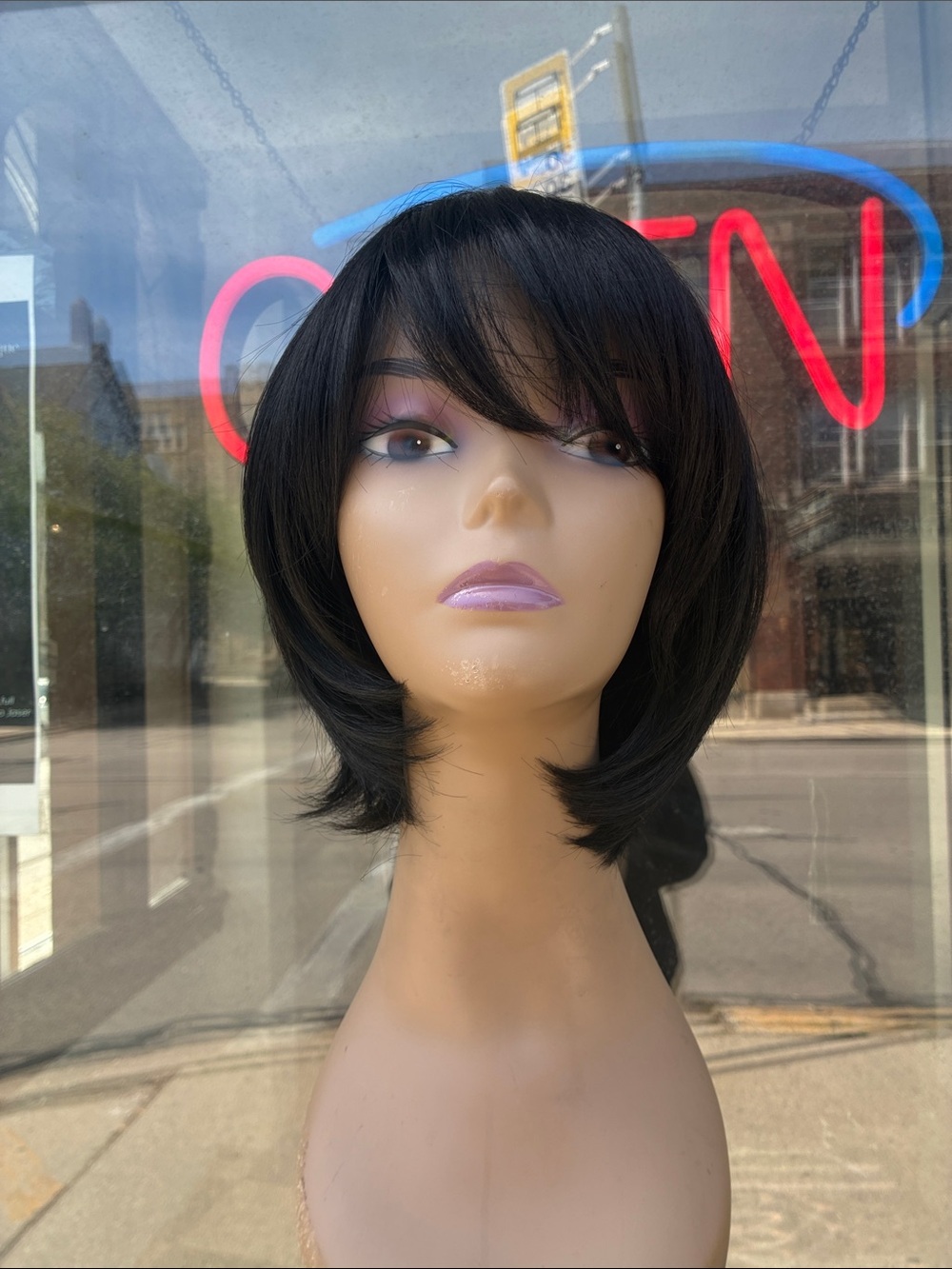 Hand stitched Black Layered Short Wig – Women Hair